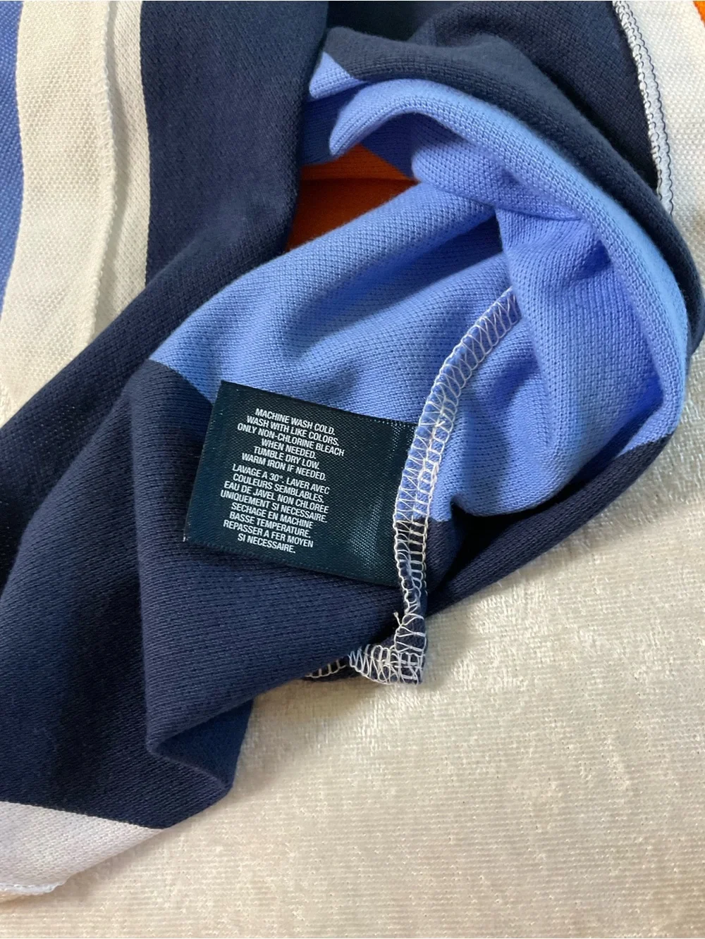 Ralph Lauren Boys' White Green Orange Blue Navy Striped Polo Y2K
